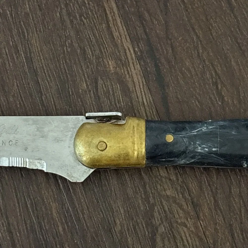 Vintage La Guiole Sabatier The Bee Black GOLD Serrated Steak Knife France